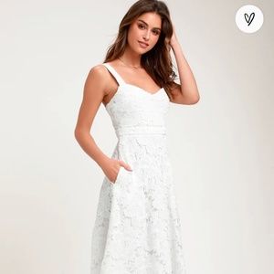 White lace midi dress
